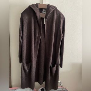 NWT BAREFOOT DREAMS HOODED CARDIGAN ESPRESSO